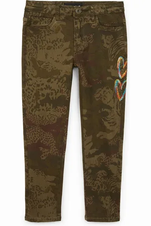 Desigual Pantaloni dritti stampa ricamo
