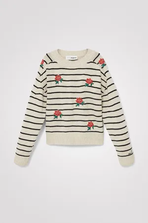 Desigual Maglione a righe con rose