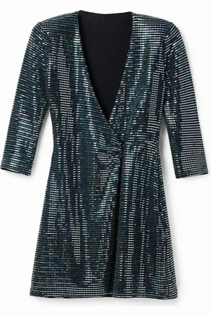 Desigual Abito corto incrociato paillettes