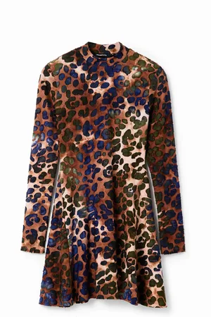 Desigual Abito skater corto stampa animalier