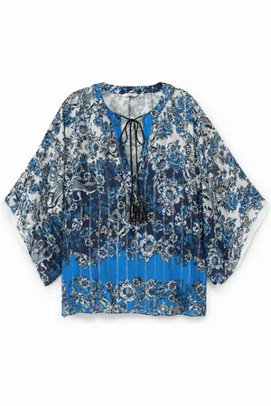 Desigual Blusa tipo kimono con stampa orientale