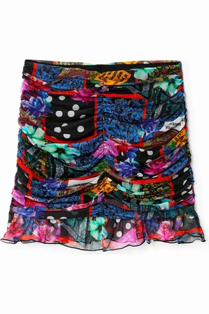 Desigual Minigonna drappeggiata con toppa digitale