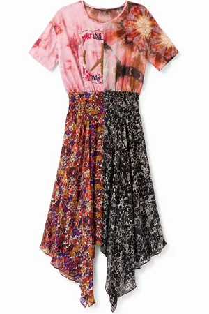 Desigual Vestito asimmetrico patch stampe