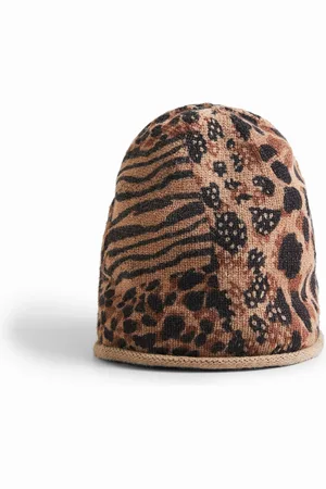 Desigual Berretto maglia patch stampa animalier