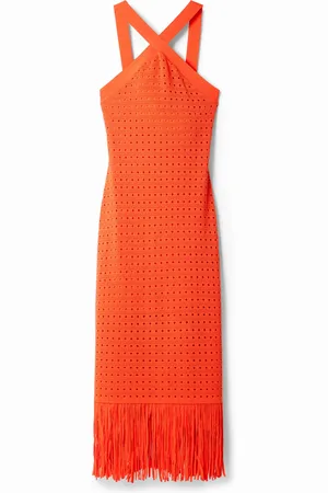 Desigual Abito midi halter frange