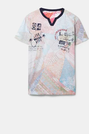 Desigual Maglietta cotone patch stampa