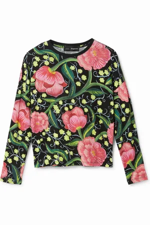 Desigual Maglietta fiori maniche a kimono