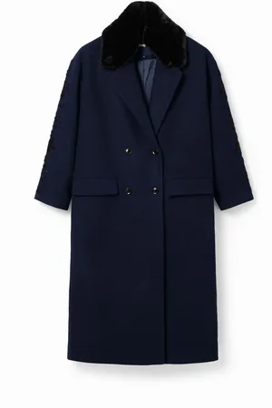 Desigual Cappotto lungo incrociato perline