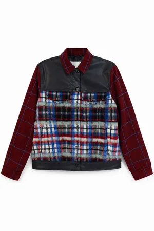 Desigual Giacca tartan pelliccia
