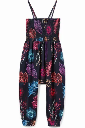 Desigual Tuta lunga floreale con bretelle