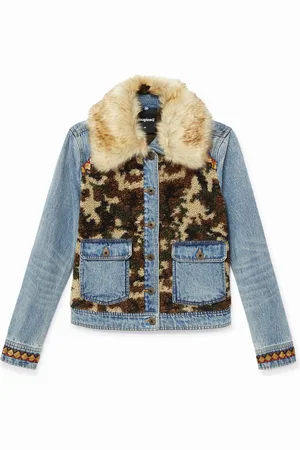 Desigual Giacca di jeans slim pelliccia sintetica