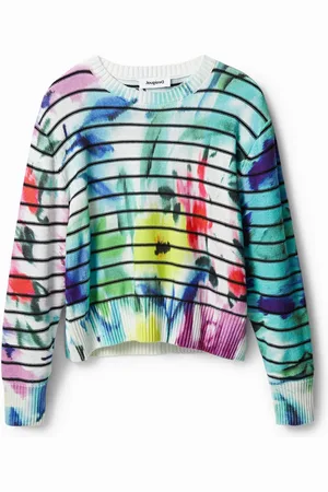 Desigual Maglione righe tie-dye floreale