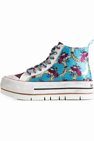 Desigual Sneaker alte plateau patch floreale