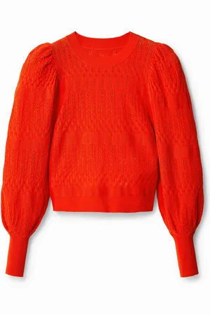 Desigual Maglia traforata maniche a sbuffo