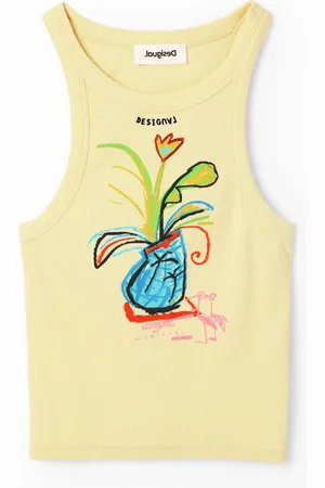 Desigual Maglietta aderente costine illustrazione