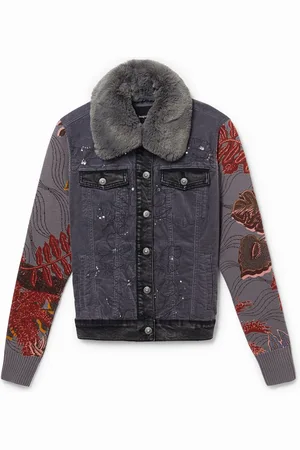 Desigual Giacca doppio materiale velluto a coste fine