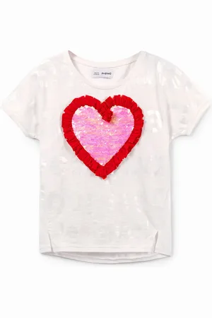 Desigual Maglietta cuore paillettes