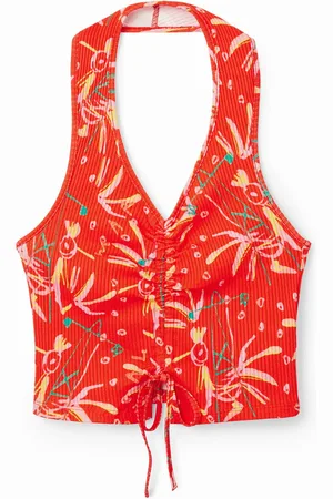 Desigual Top corto arricciato