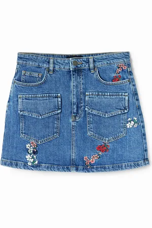 Desigual Minigonna denim floreale