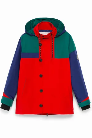 Desigual Parka impermeabile tricolore cappuccio