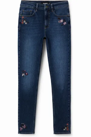 Desigual Jeans skinny push up con fiori ricamati