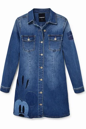 Desigual Abito in denim slim con Mickey Mouse