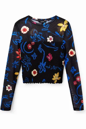 Desigual Maglietta slim cropped fiori