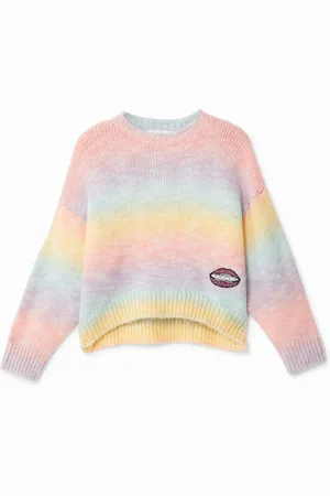Desigual Maglione oversize a maglia arcobaleno