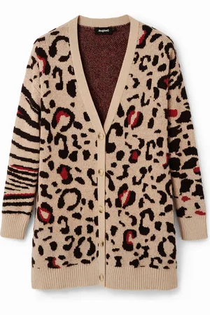 Desigual Cardigan oversize stampa leopardata