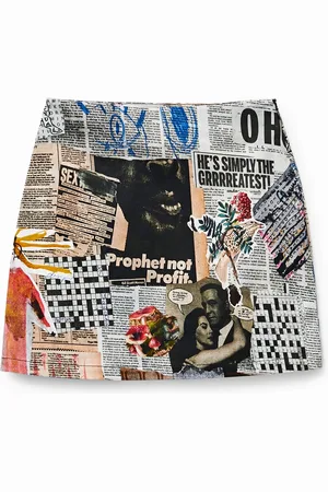 Desigual Minigonna slim con collage di giornali