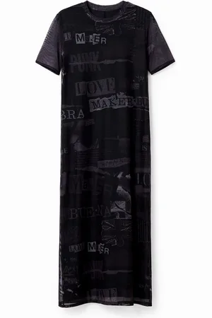 Desigual Abito midi in tulle giornale