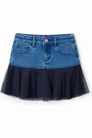 Desigual Minigonna denim lucido volant