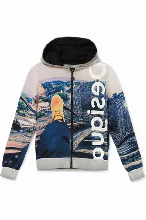 Desigual Felpa con cappuccio print fotografico
