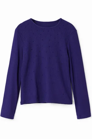Desigual Maglietta costine strass