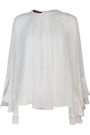 Max Mara Blusa in georgette di seta bianco