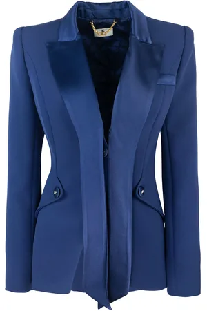 Elisabetta Franchi Giacca smoking in crepe con rever in raso