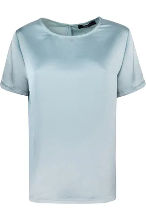 Max Mara T-shirt in raso jersey celeste