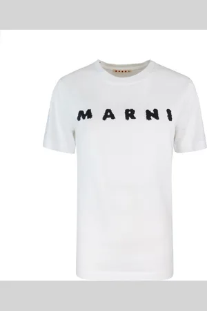 Marni T-shirt con stampa logo bianca