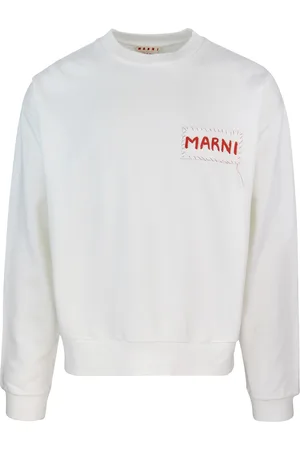 Marni Felpa in cotone con stampa logo bianco
