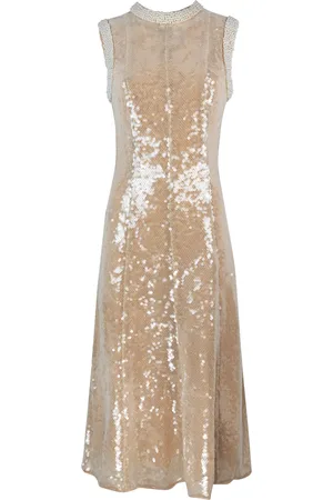 Self-Portrait Abito midi con paillettes beige