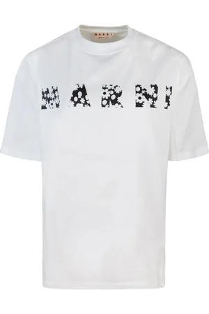 Marni T-shirt bianca con logo Pop Fields nero