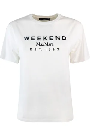 Max Mara T-shirt bianca in jersey con stampa logo