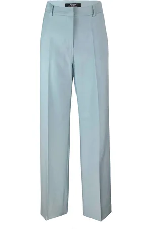 Max Mara Pantalone palazzo Visivo in tela di lana verde pastello