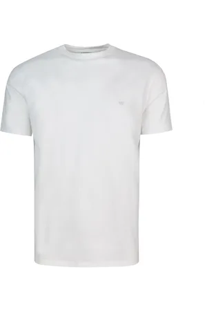 Emporio Armani T-shirt bianca con micro aquila a tono sul petto