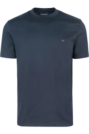 Emporio Armani T-shirt blu con micro aquila a tono sul petto