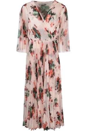 Serafini Abito in tulle plissettato con stampa fiori