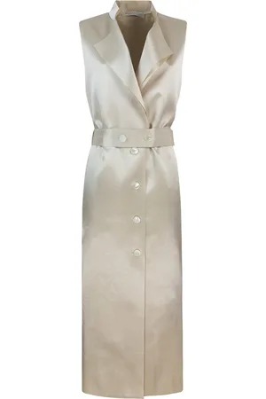 Serafini Abito midi con bottoni beige
