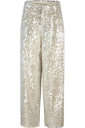 Serafini Pantalone in paillettes champagne