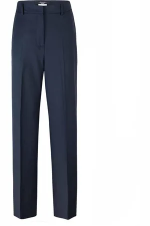Max Mara Pantalone palazzo blu in tela di lana