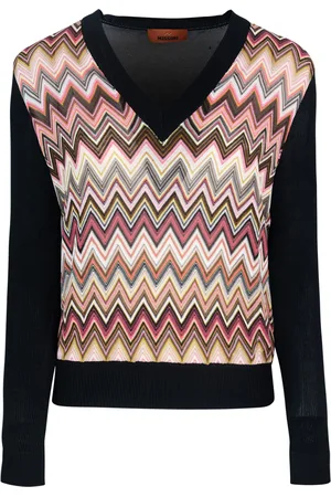 Missoni Maglia in misto viscosa con inserto chevron e scollo a V